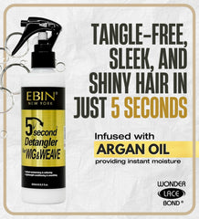 EBIN NEW YORK 5 Second Detangler: aplicación con pulverizador en pelucas y trenzas.