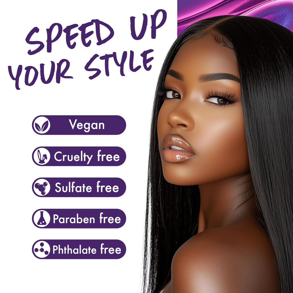 EBIN NEW YORK quick-dry formula supports fast weave installation for salon or home