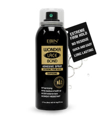 EBIN NEW YORK Wonder Lace Bond Spray bottle closeup with fast-drying, strong hold.