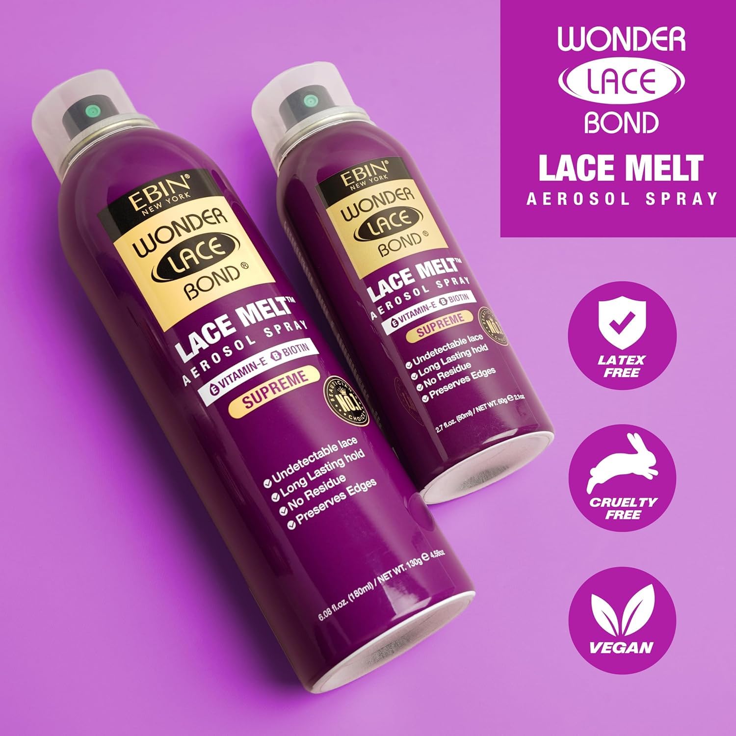 EBIN NEW YORK Wonder Lace Melt Spray protects the hairline while blending lace.