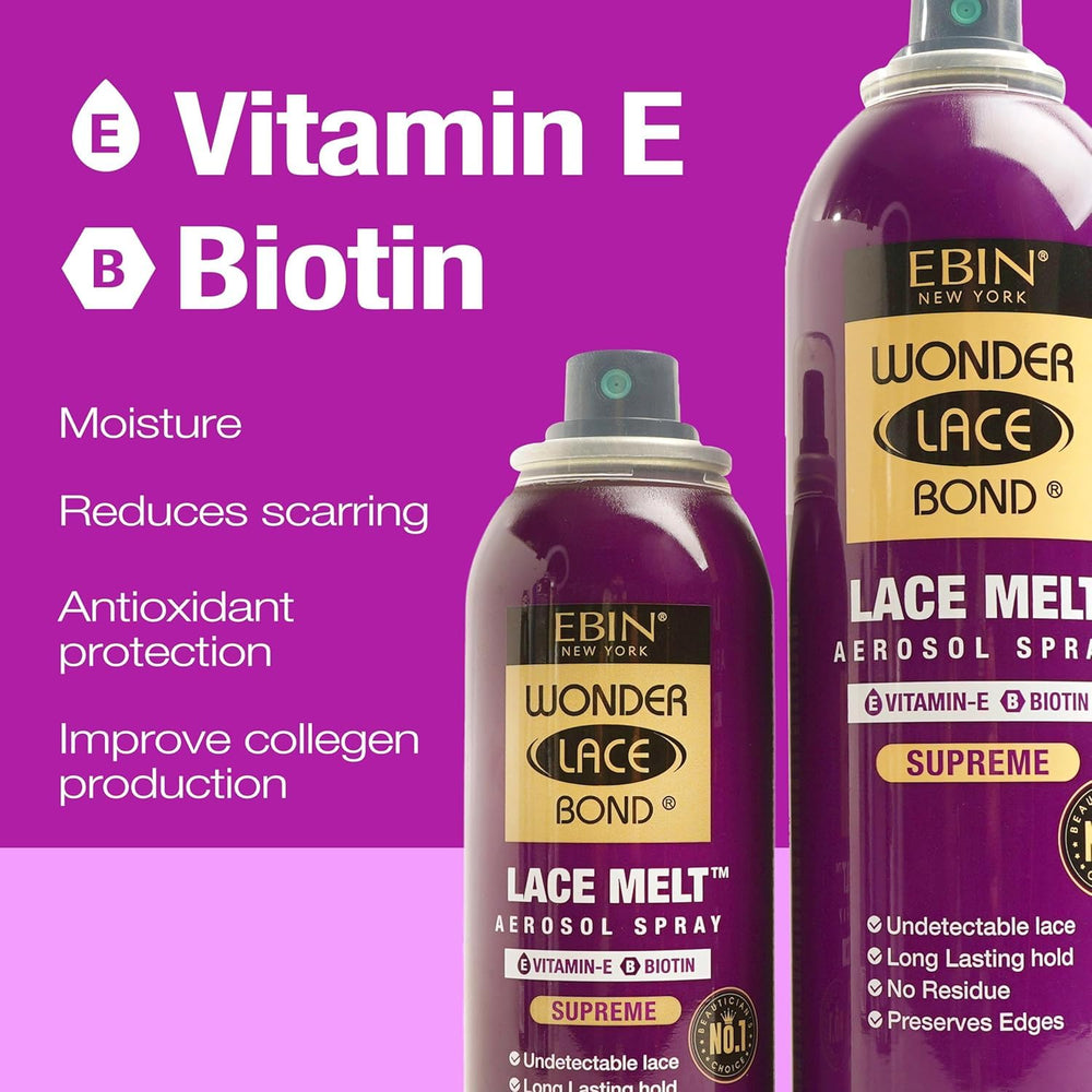 EBIN NEW YORK Wonder Lace Melt Spray nourishes edges with vitamin E and keratin.