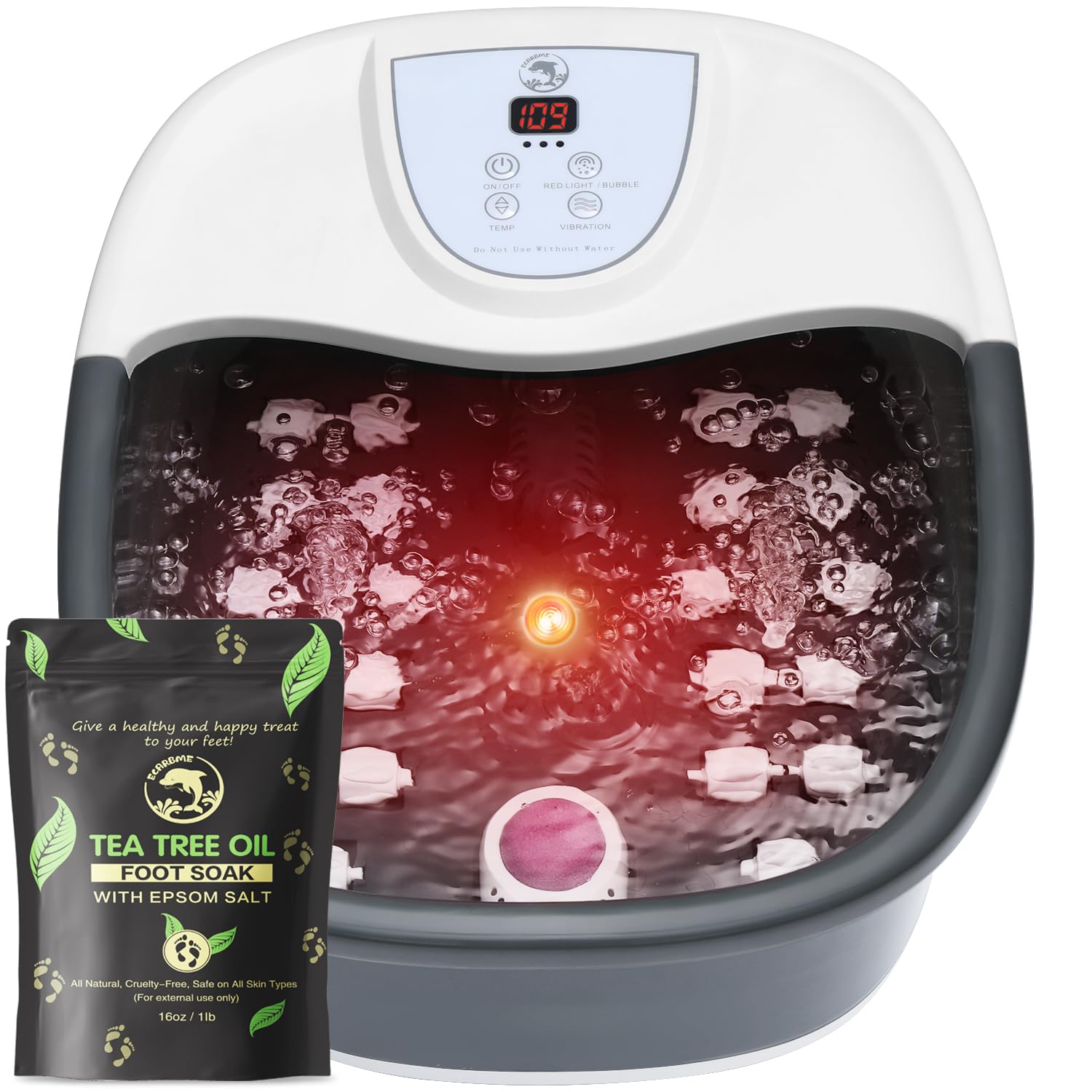 ECARBME foot spa with 22 massage rollers for targeted foot relief.