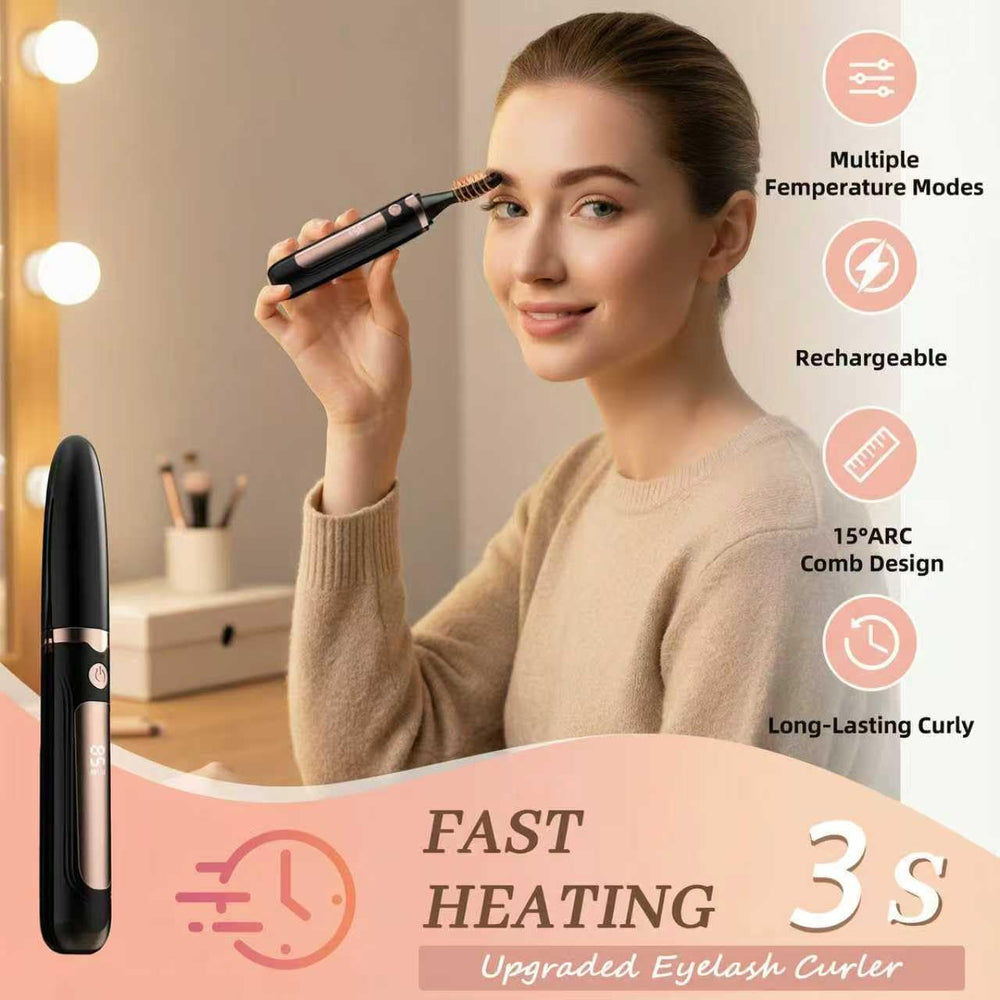 Echtur heated eyelash curler with LED display shows temperature for precise styling.