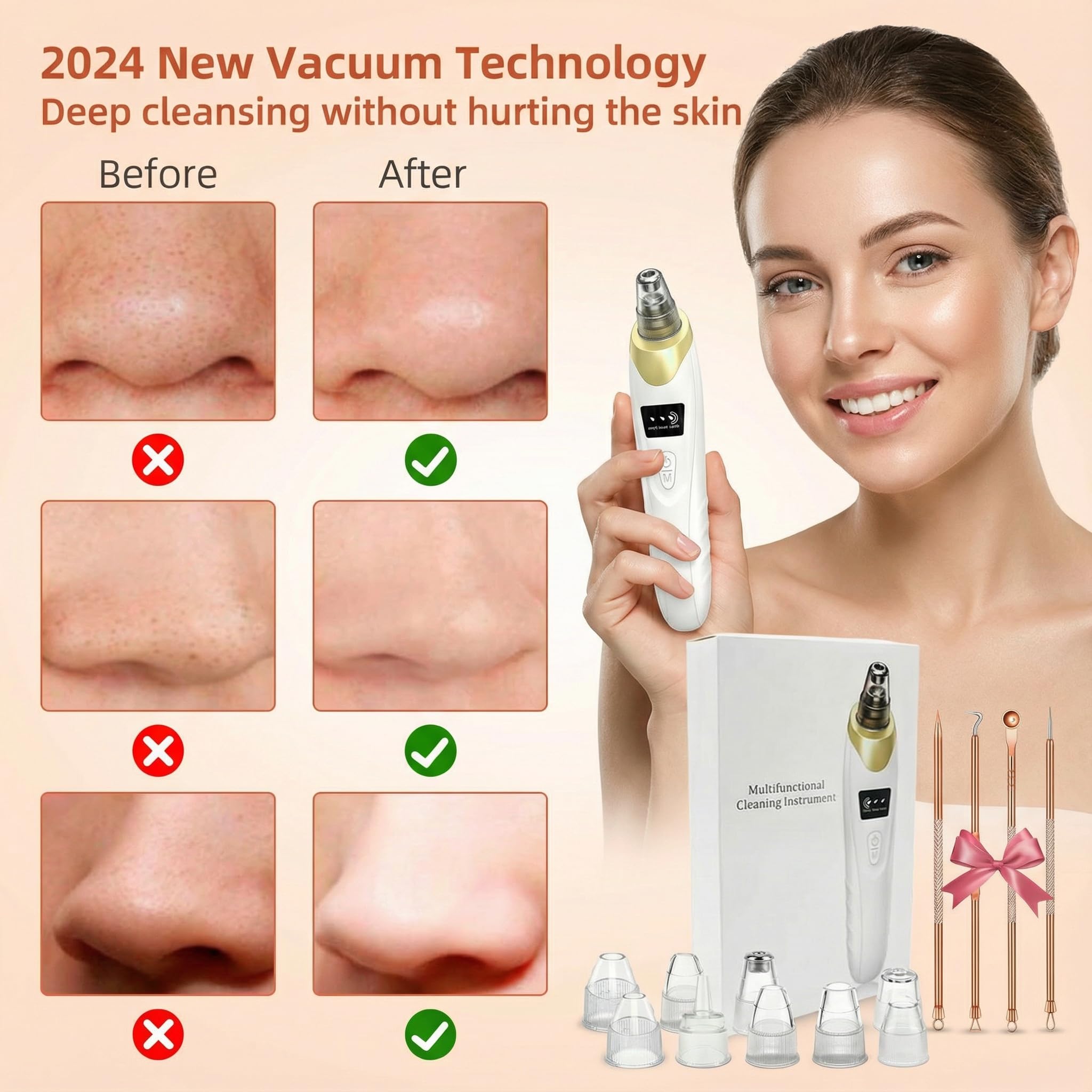 Echtur 2026 Pore Vacuum includes 4 stainless steel removal tools.
