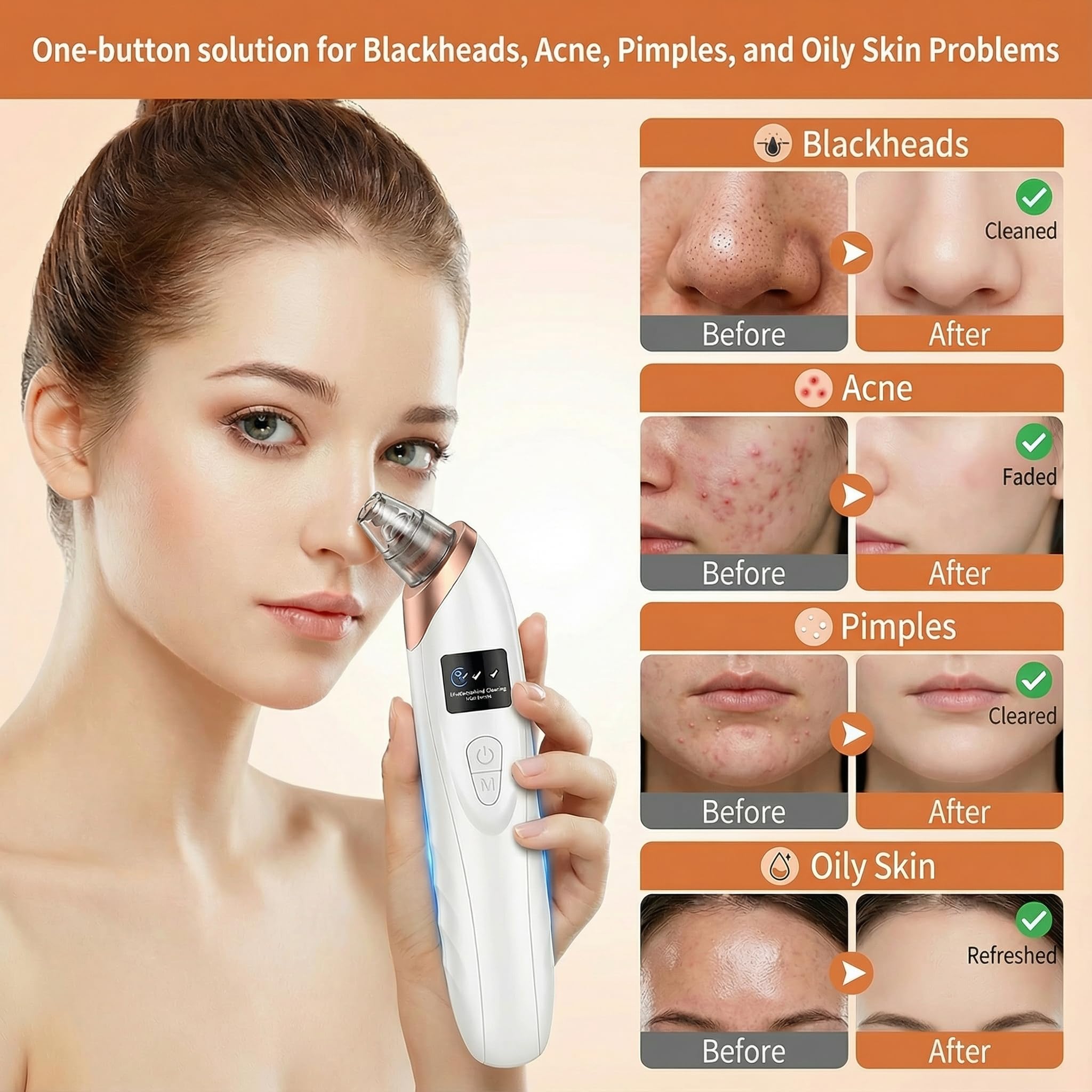 Echtur vacuum in-use with probes during a facial cleansing session