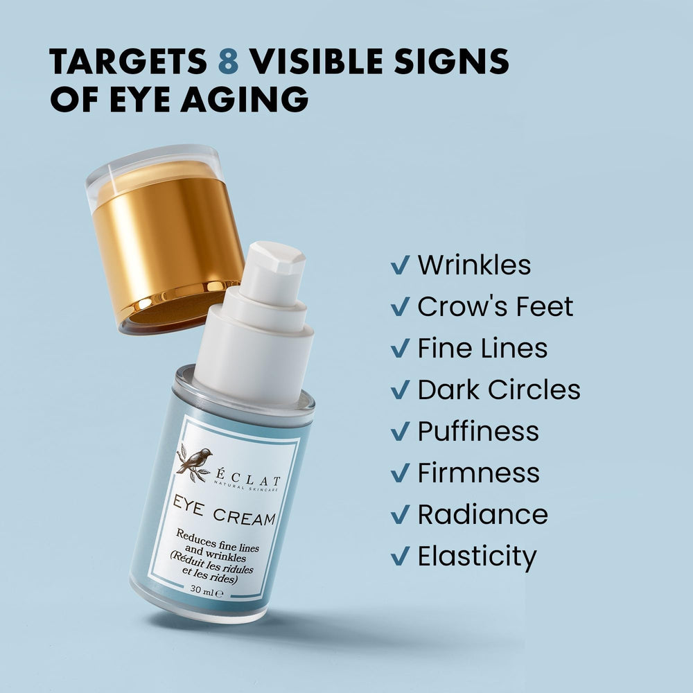 Aplicación suave de crema para ojos Eclat Skincare para un despertar sin ojeras