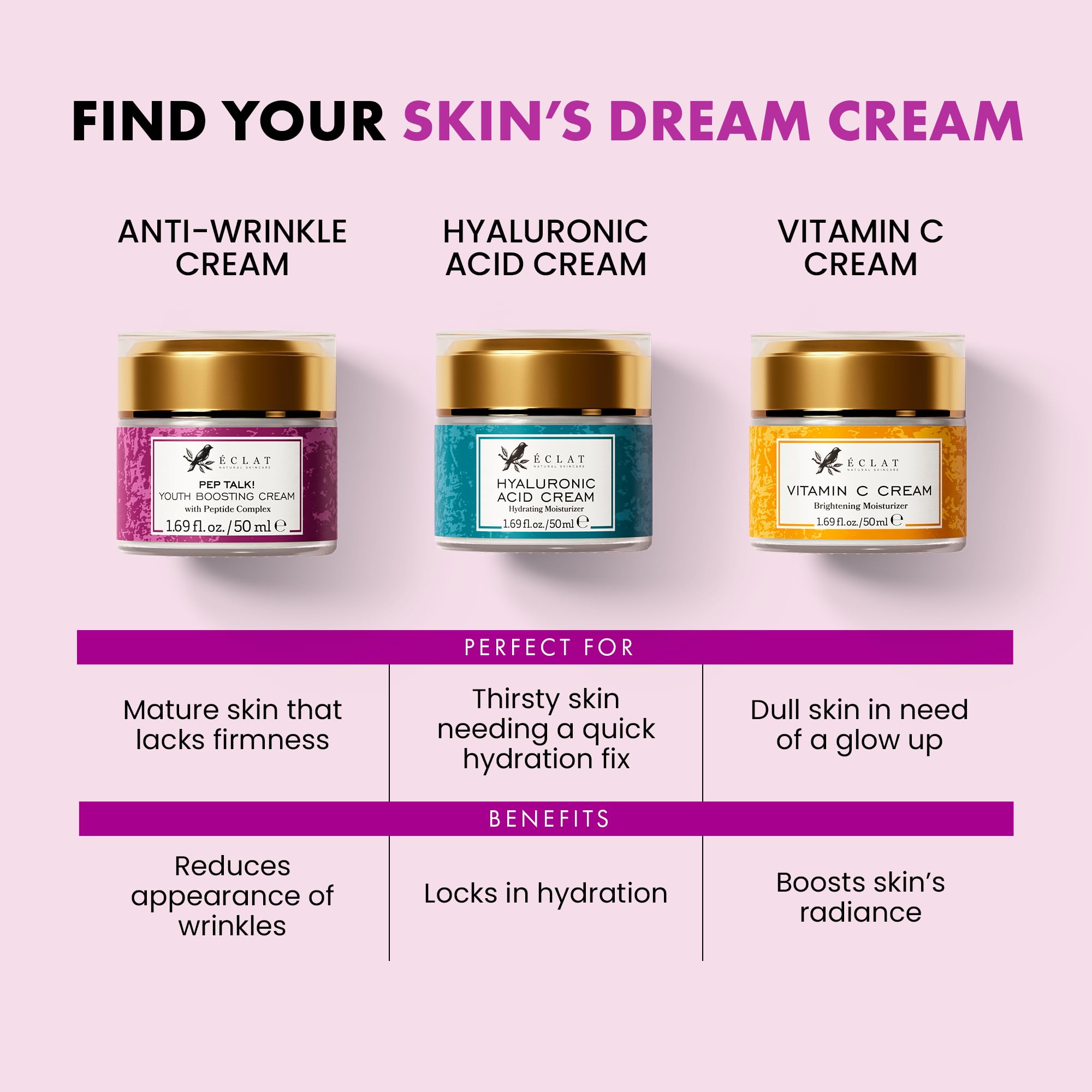 Eclat Skincare radiant skin after use with a dewy finish