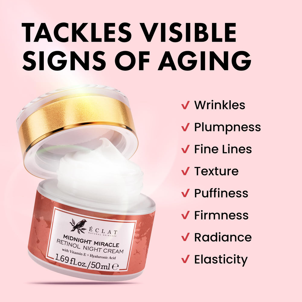 Hyaluronic acid in Eclat Skincare Retinol Night Cream for deep hydration