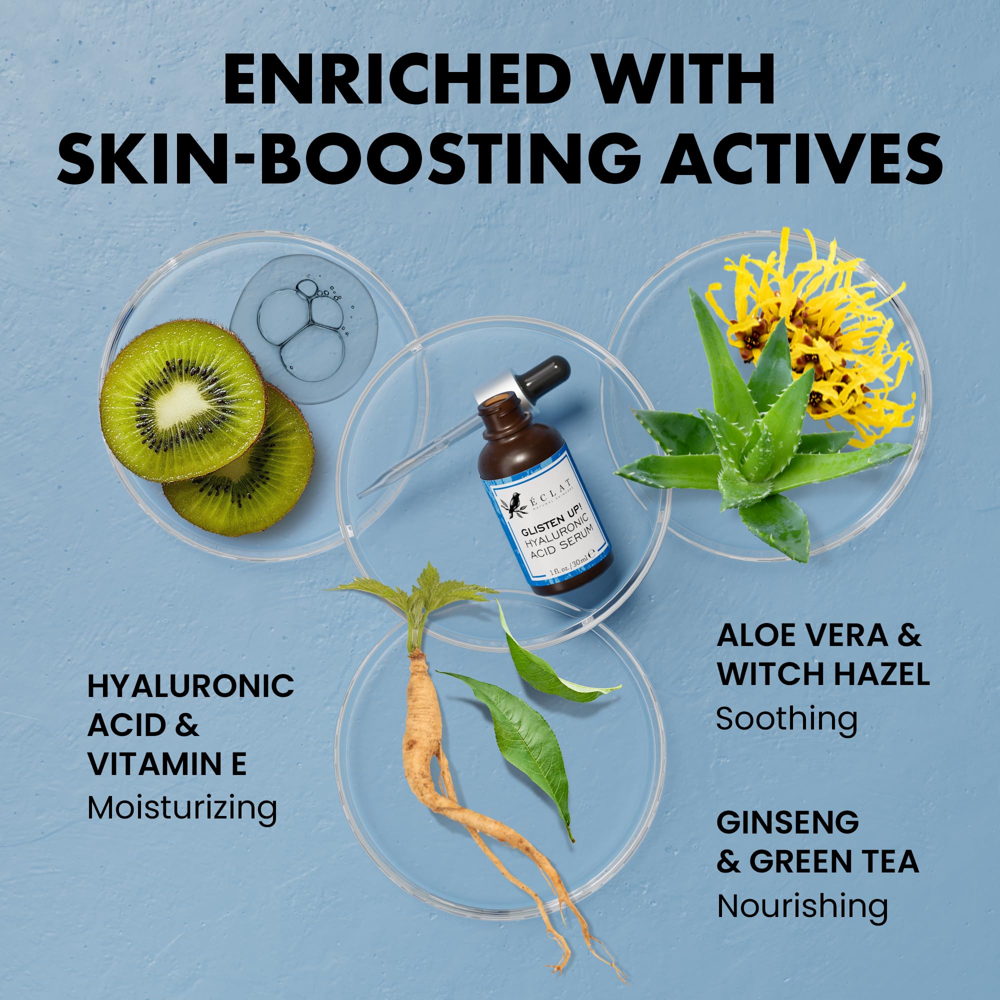 Eclat Skincare Suero Hialuronico gotas: aplicacion suave para uso diario