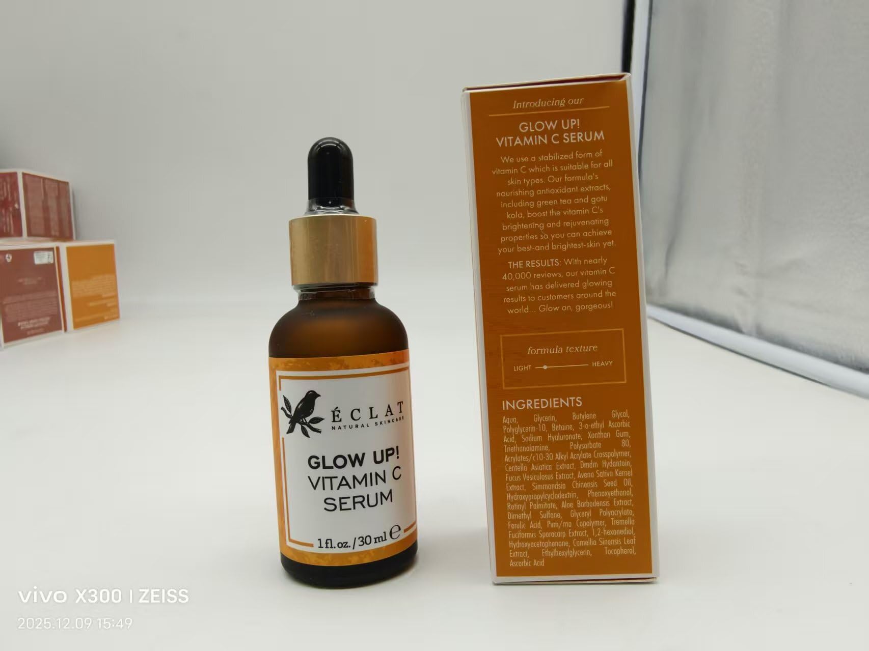 Eclat Skincare Vitamin C Serum swatch reveals even-toned glow