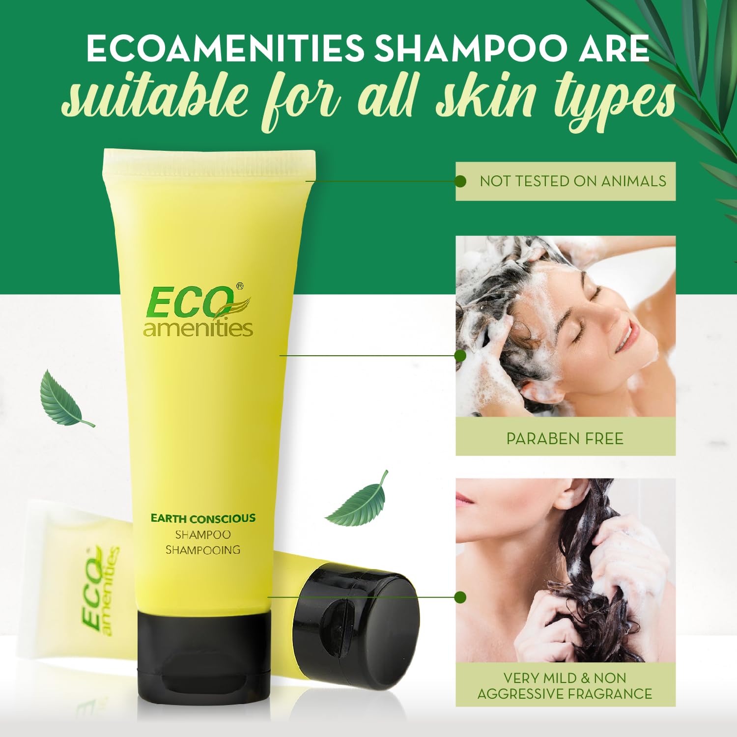 Eco Amenities cruelty-free natural shampoo free of parabens.