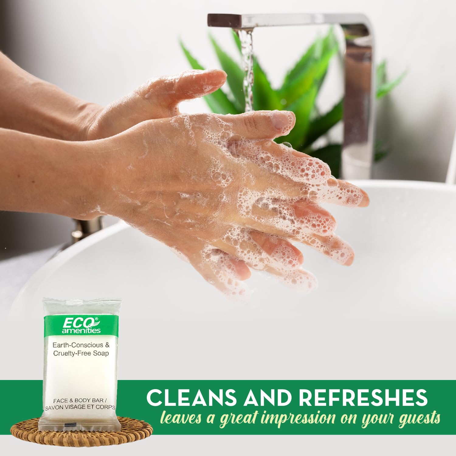 Eco Amenities cruelty-free soap with natural ingredients for gentle cleansing