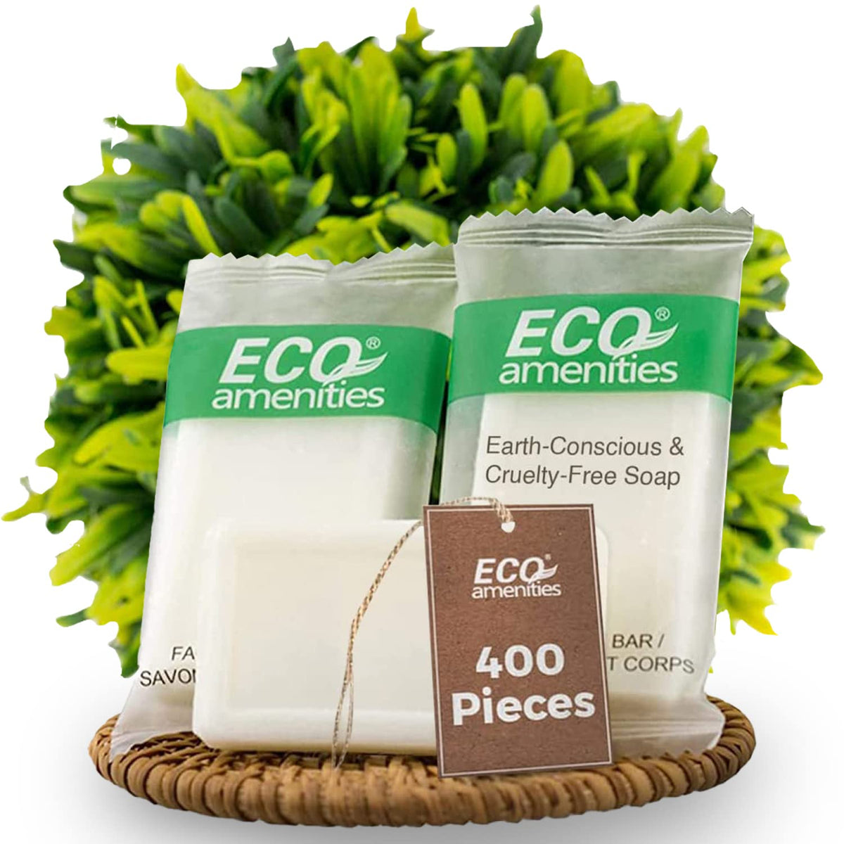 Eco Amenities travel-size bar soap 400-pack ideal for bulk hotel provisioning