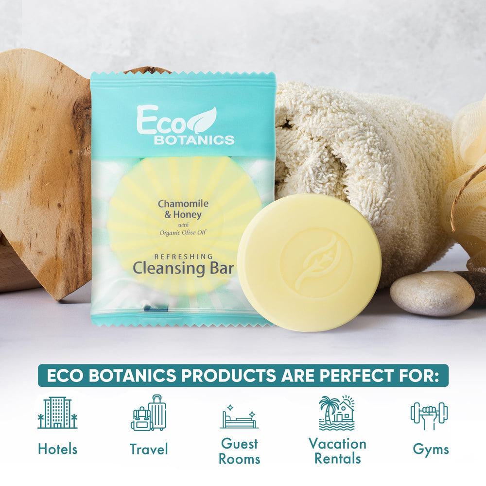 Eco Botanics 100-count travel soap case ready for quick replenishment.