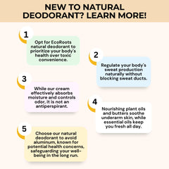 Aplicación suave de ECO ROOTS Desodorante natural en axilas.