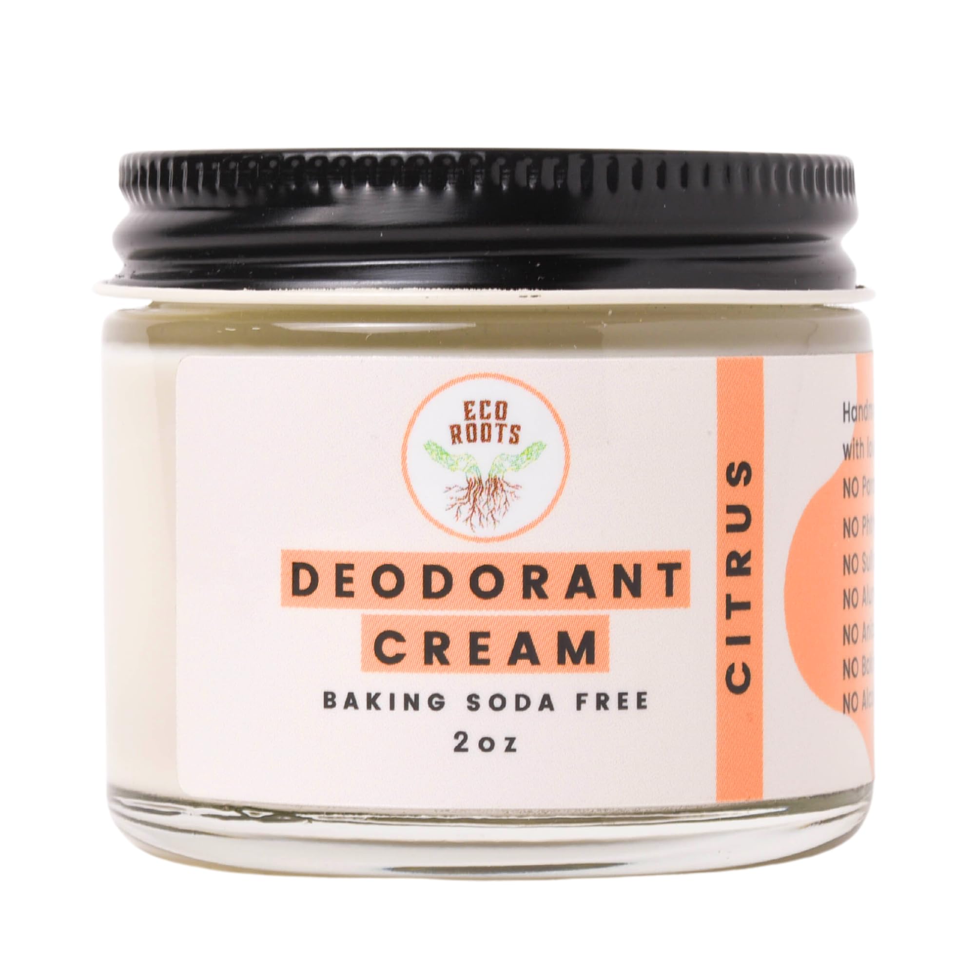 Desodorante natural ECO ROOTS en crema para mujeres y hombres, aroma cítrico suave.