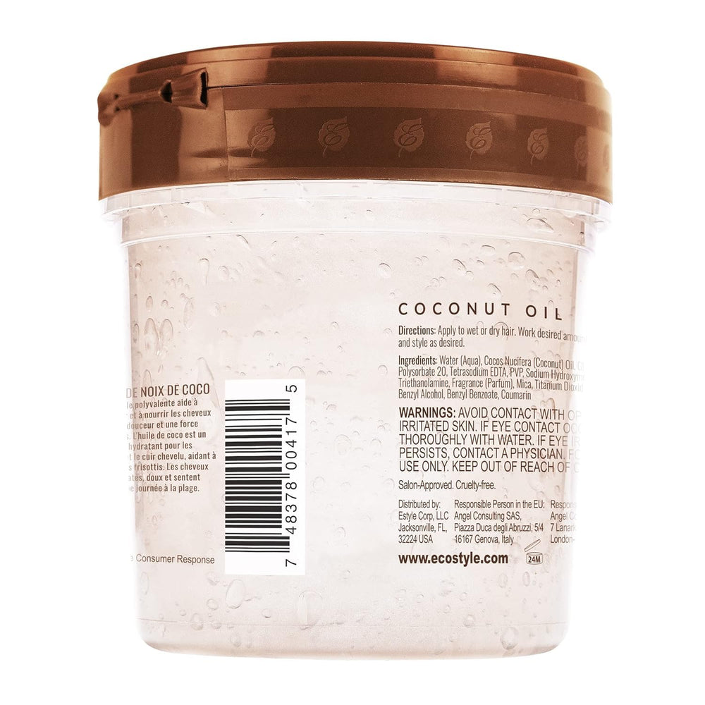 Eco Style Coconut Oil Styling Gel all-hair-types shot emphasizes versatility for every texture.