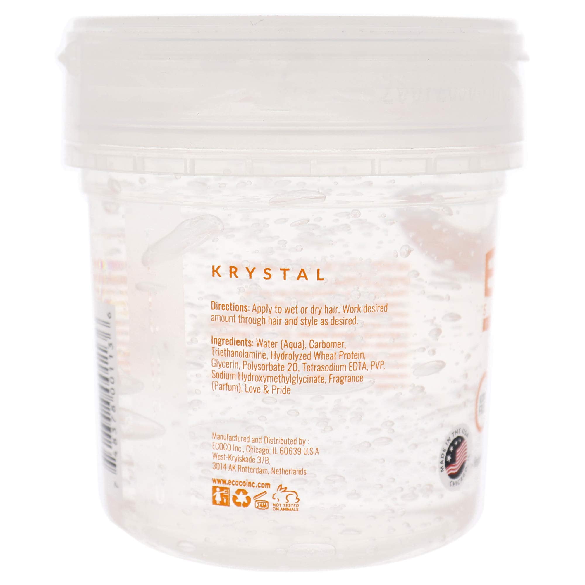 Close-up of hands applying Eco Style Krystal Gel for added body and moisture.