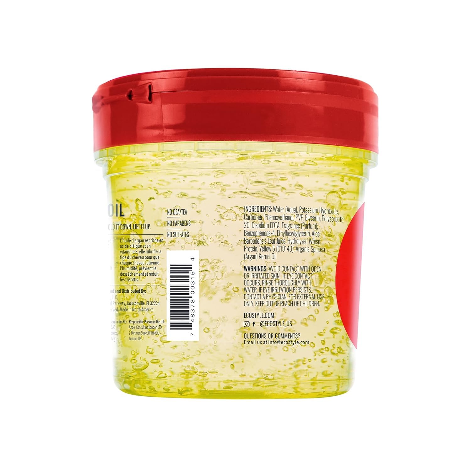 Eco Style styling gel being applied to hair for frizz control.