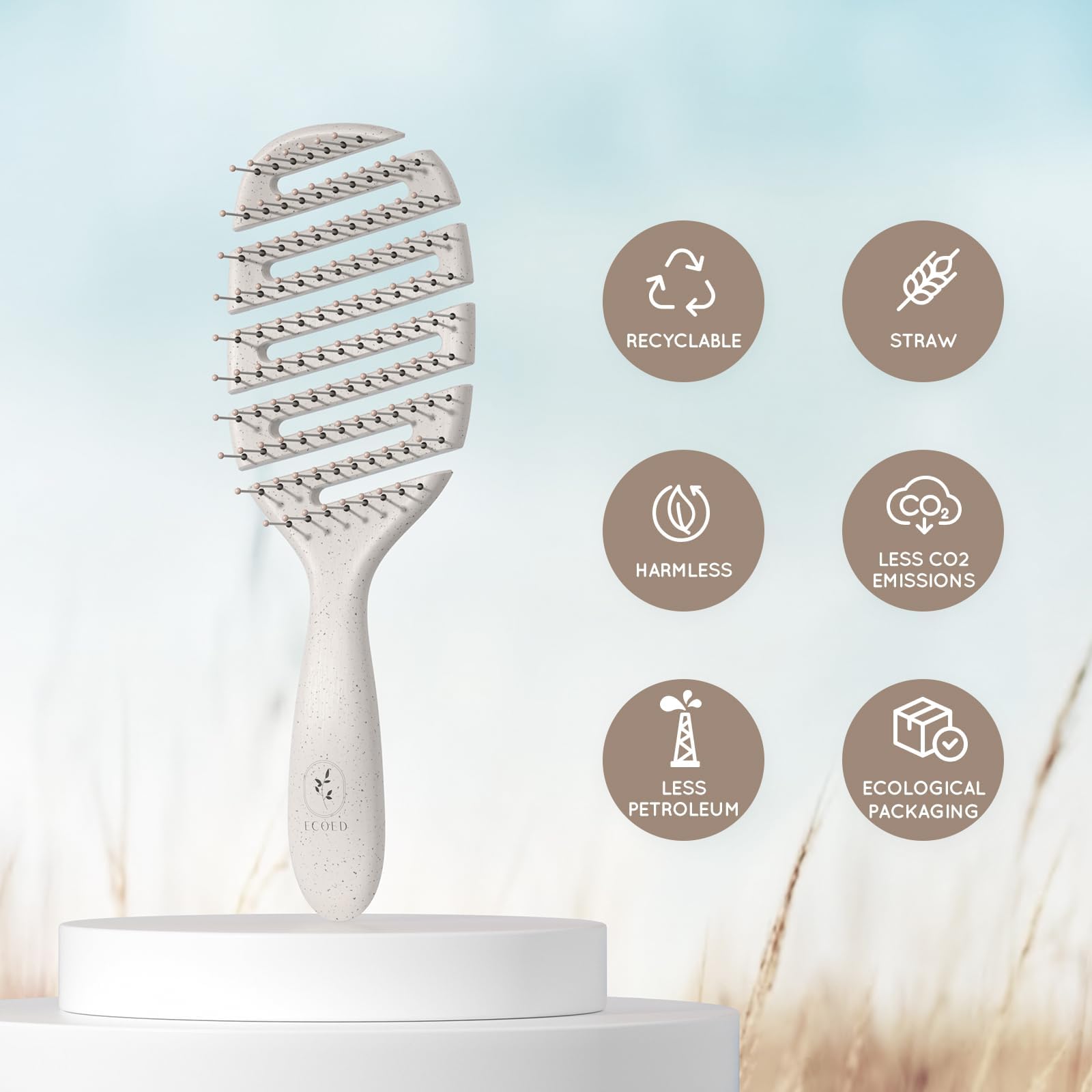 Ecoed Detangler works on curly, wavy, and straight hair for easy detangling