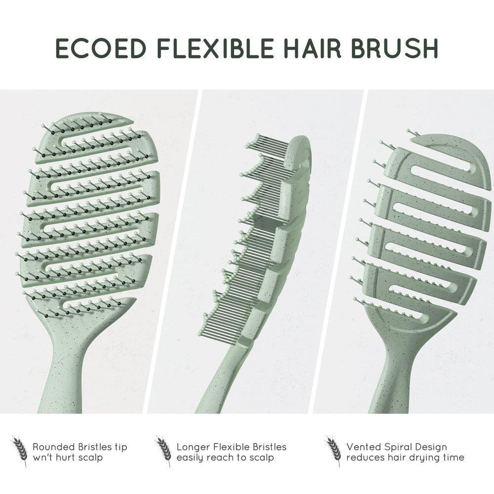 Ecoed Detangler Hairbrush with kid-friendly bristles makes mornings easier.