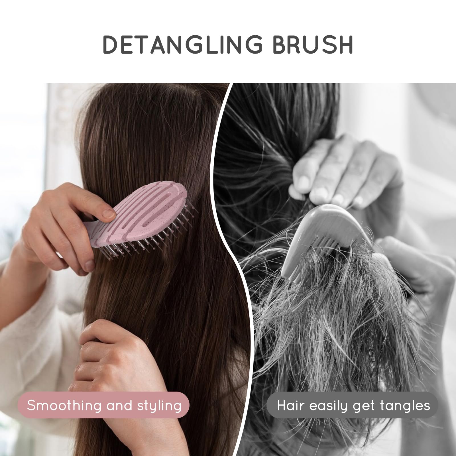 Ecoed Detangler Hairbrush pink eco-friendly materials support sustainable use.
