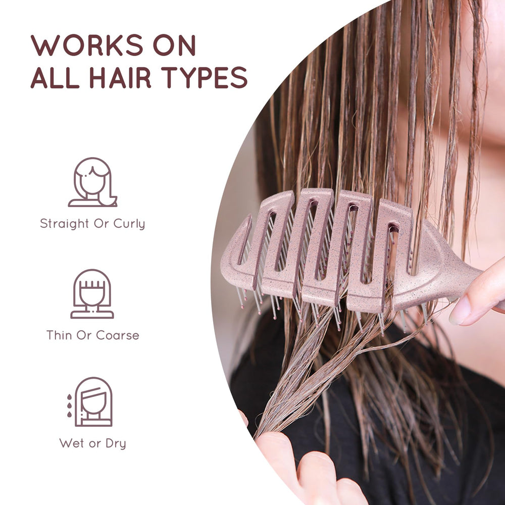 Ecoed Detangler Hairbrush pink ergonomic handle for comfortable styling.