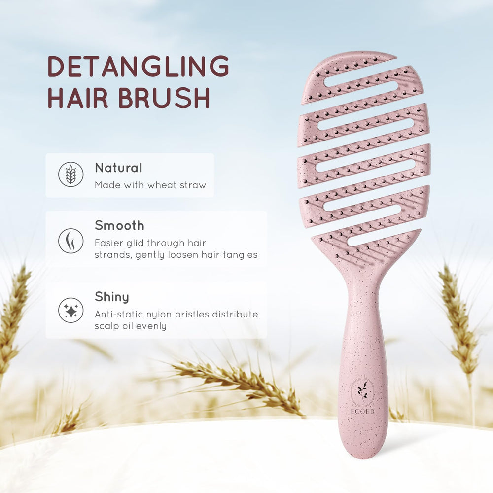 Ecoed Detangler Hairbrush pink glides through hair for painless detangling.