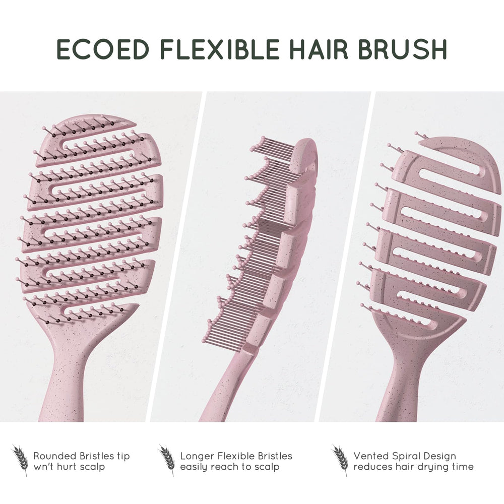 Ecoed Detangler Hairbrush pink works on wet hair for less breakage.