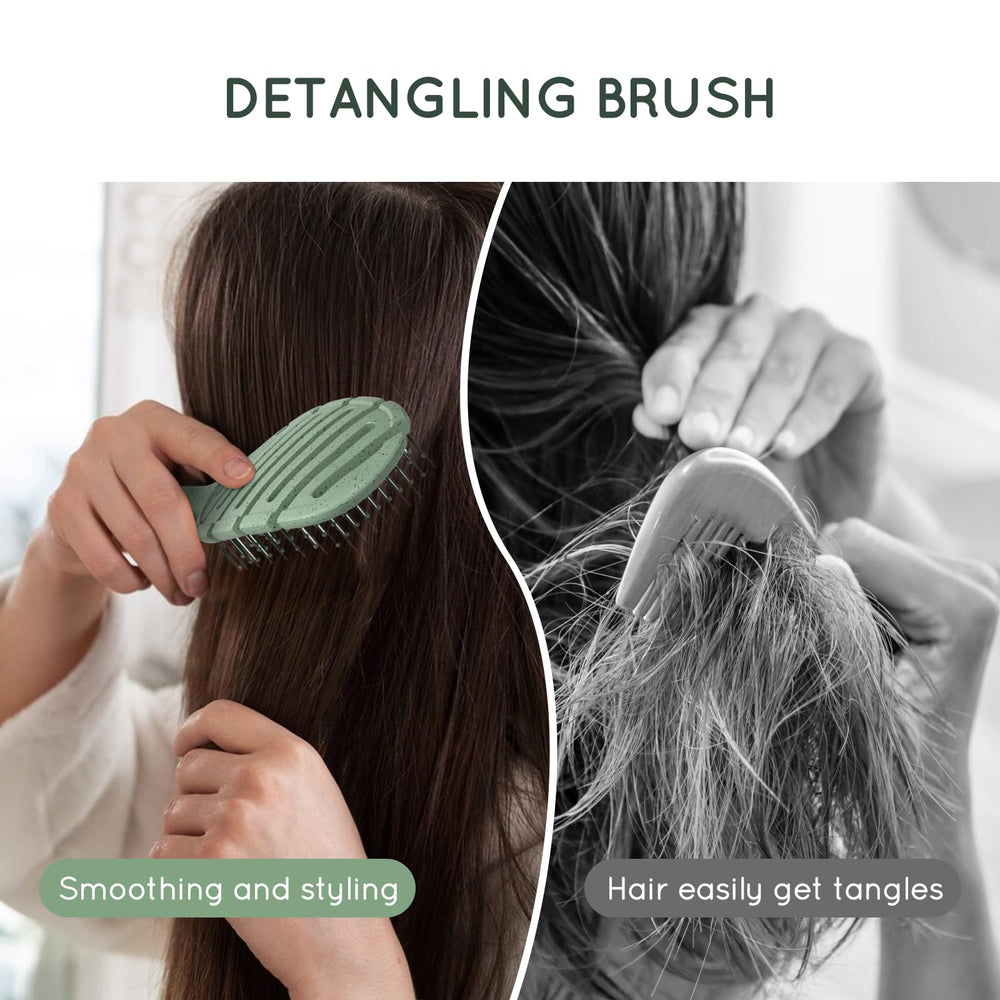 Ecoed Detangler Hairbrush with vented design speeds drying.