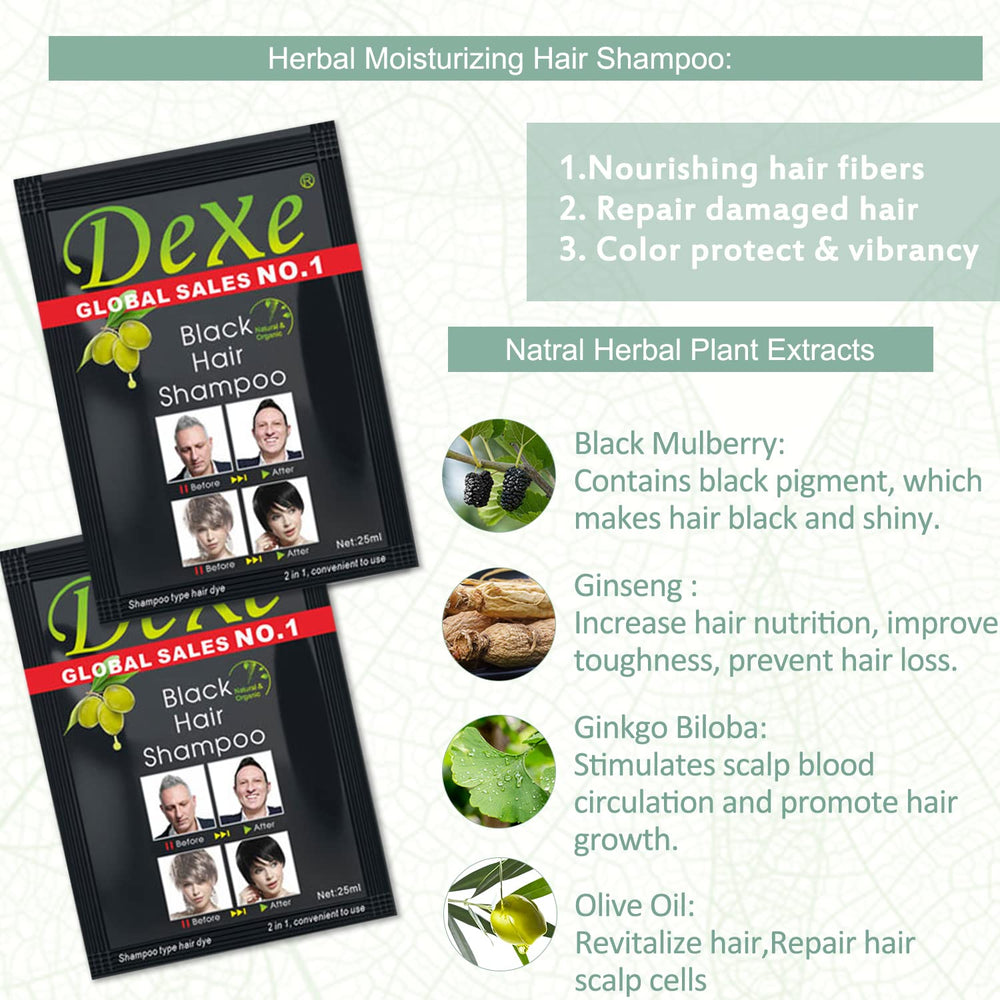 ECOFAN Dexe grey-to-black transformation highlighting white hair coverage.