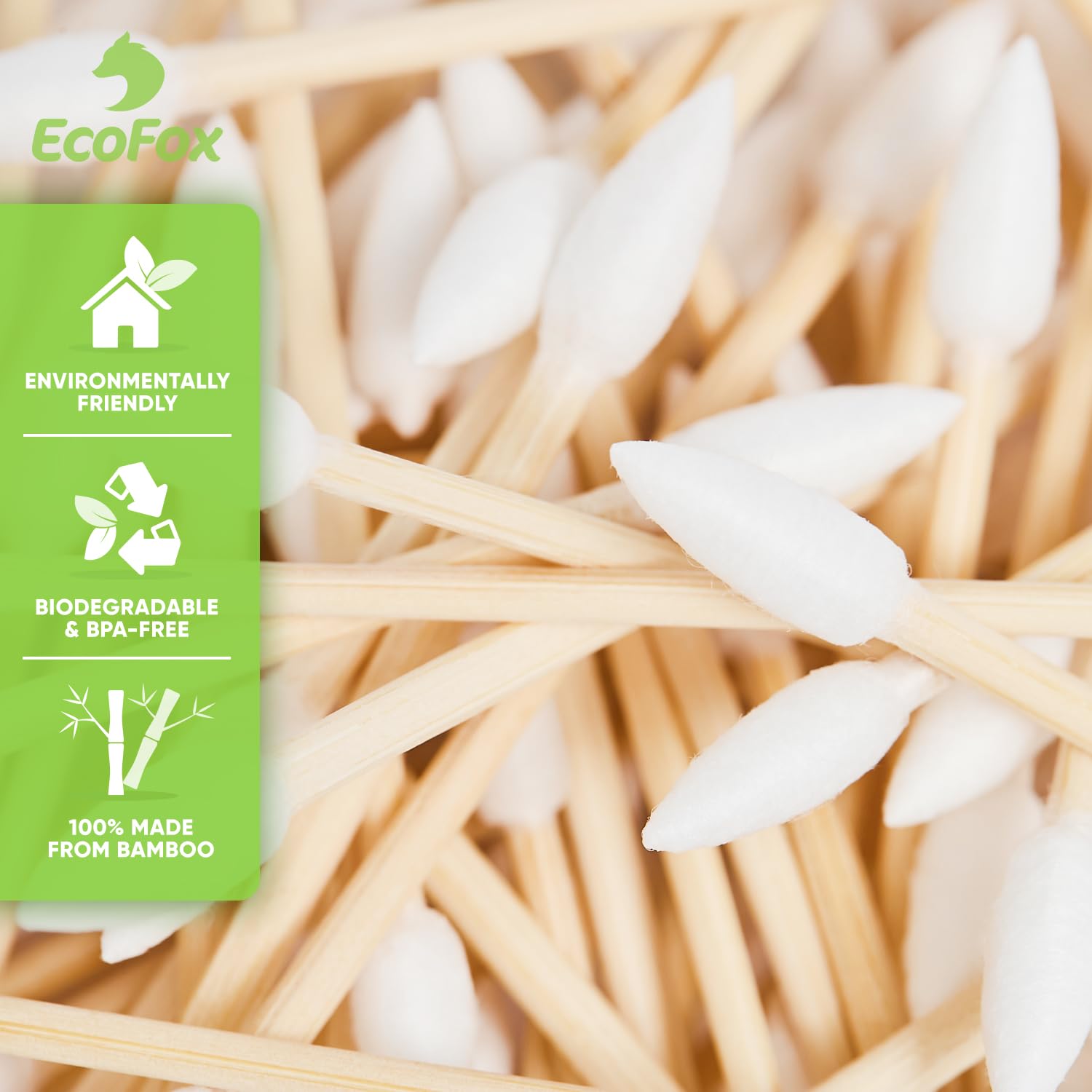 EcoFox unbleached cotton tips emphasize dense, absorbent material for precision