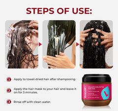 ECOLCHIPRO mask on damaged hair, intended to boost resilience and shine.