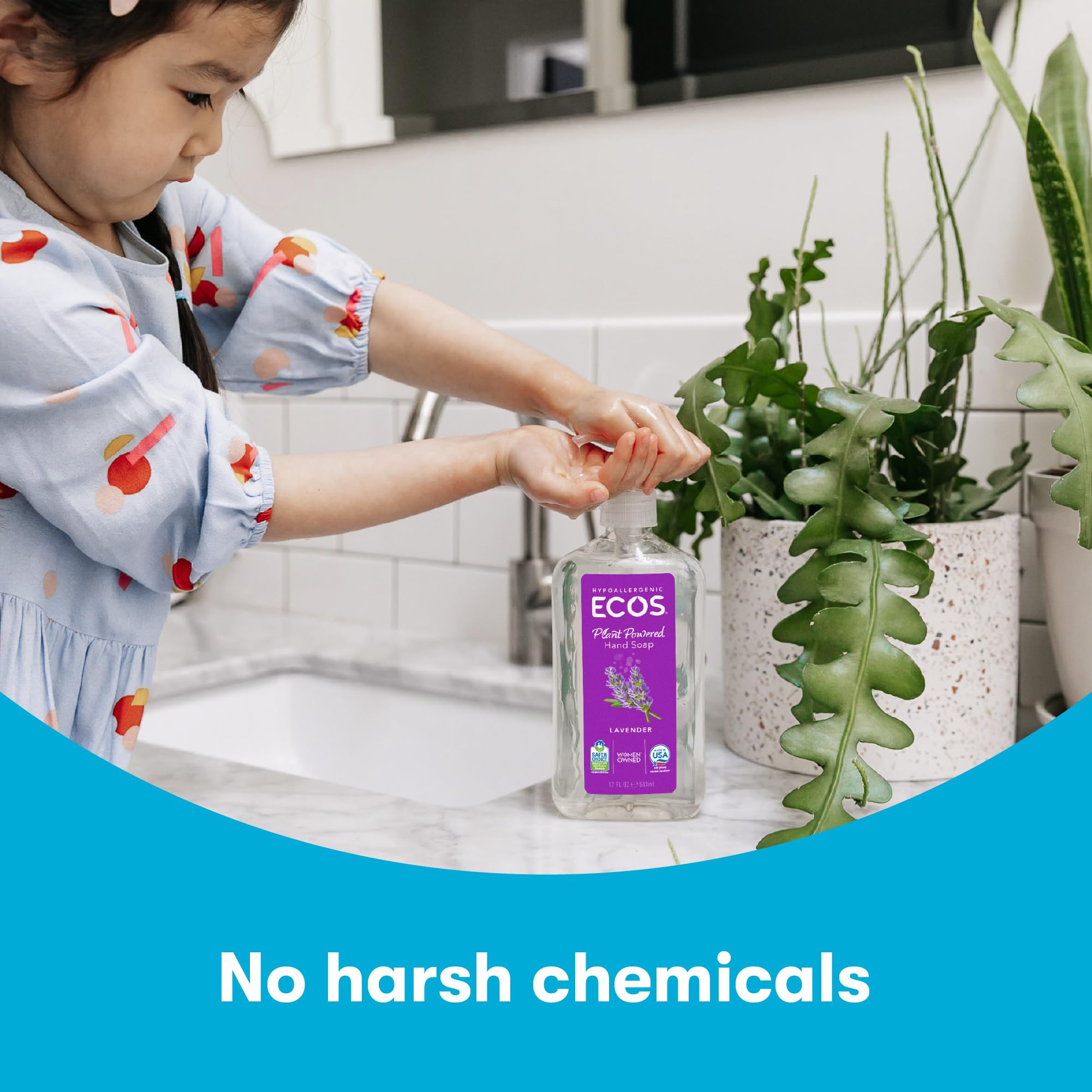 ECOS Safer Choice certified label on lavender soap packaging.