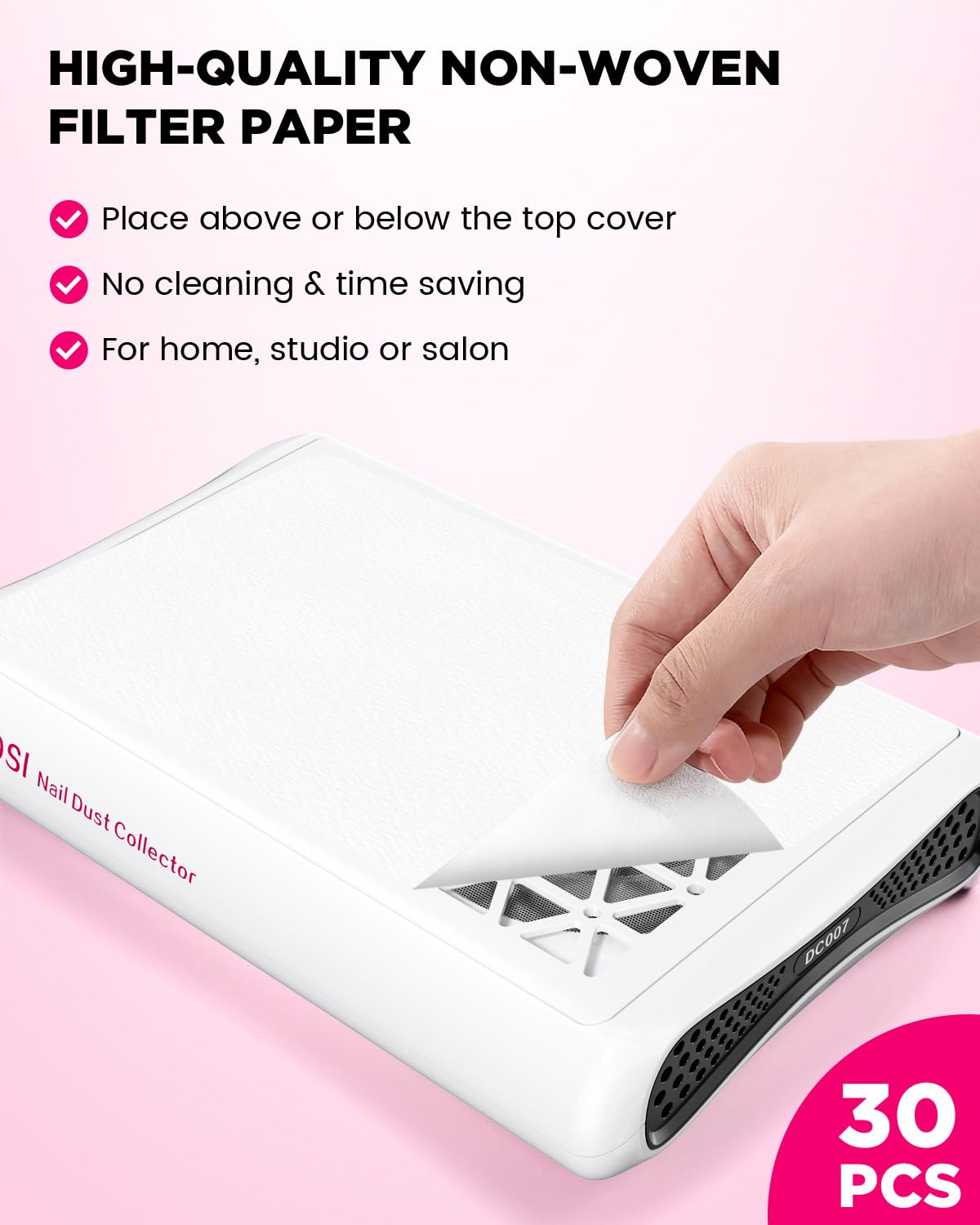 ECOSI dust paper accessory image displaying 30 filter papers for easy replacement