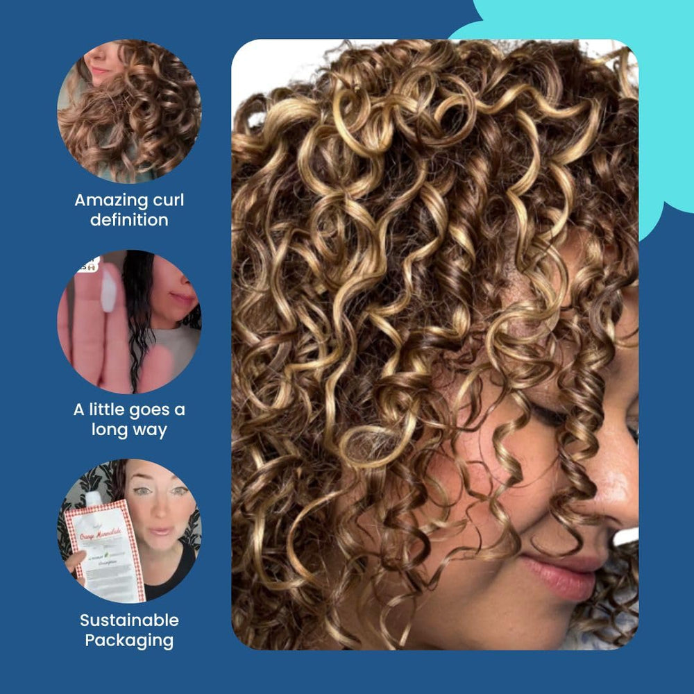 Ecoslay Orange Marmalade defined curls close-up showing high definition.
