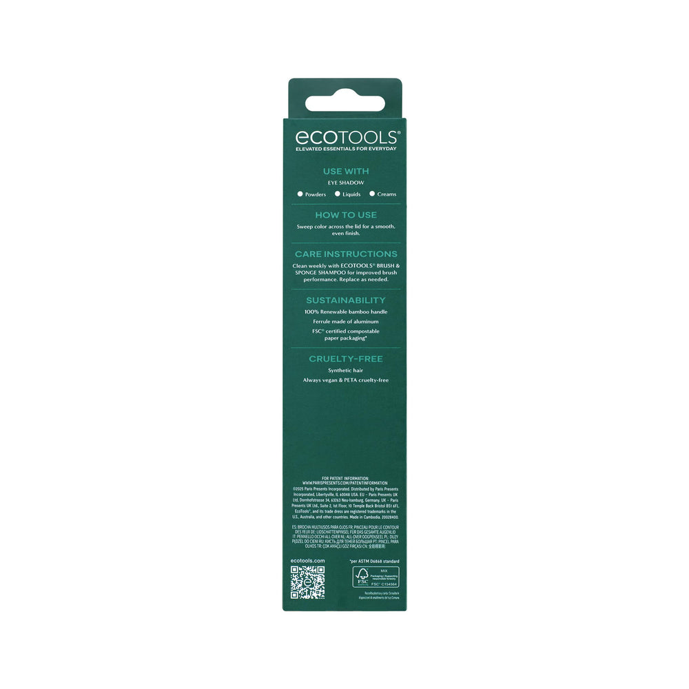 EcoTools All-Over Eye Brush FSC-certified compostable packaging supports low-waste beauty.
