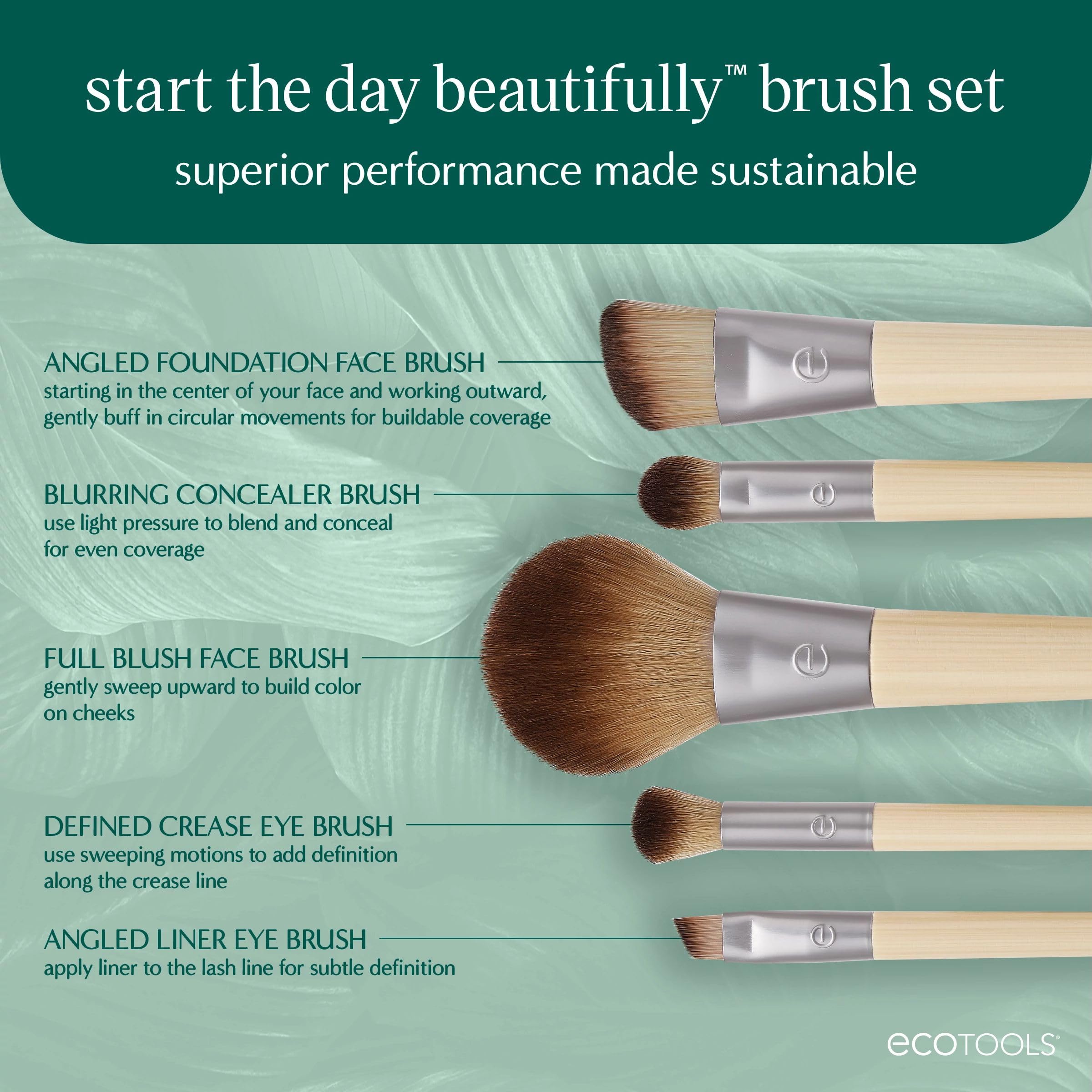 Angled foundation brush from EcoTools for smooth, even coverage.