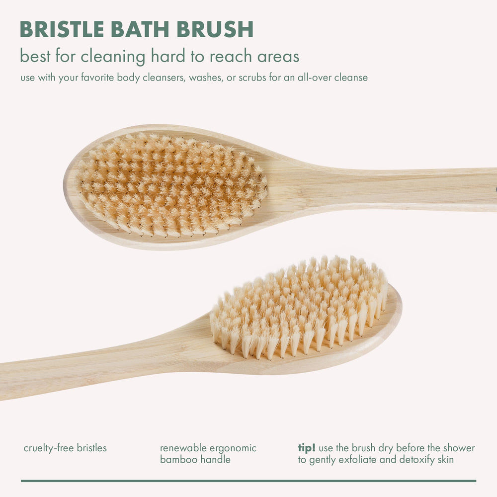 EcoTools Bath Bristle Brush long handle reaches the back for thorough cleansing