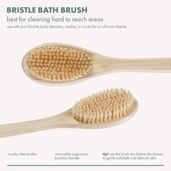 EcoTools Bath Bristle Brush long handle reaches the back for thorough cleansing