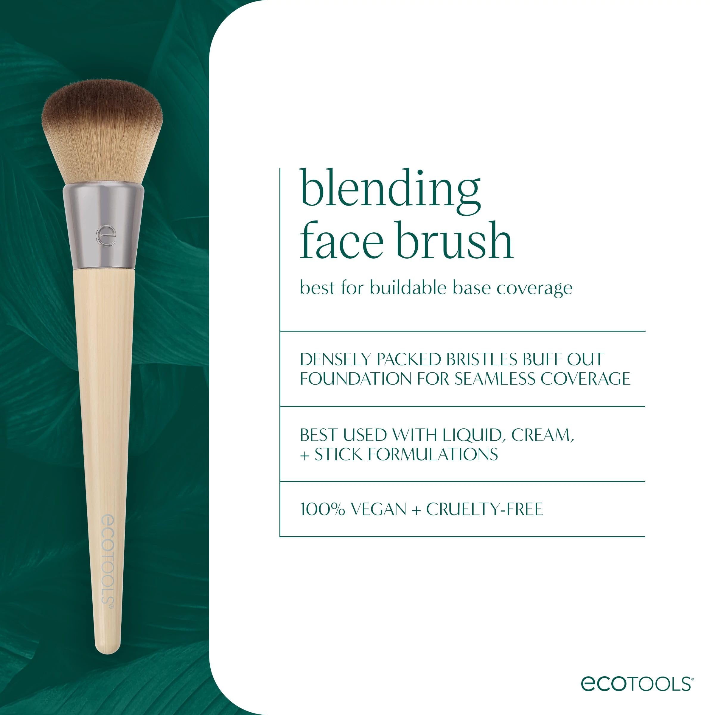 EcoTools Blending Face Brush liquid foundation application for buildable coverage