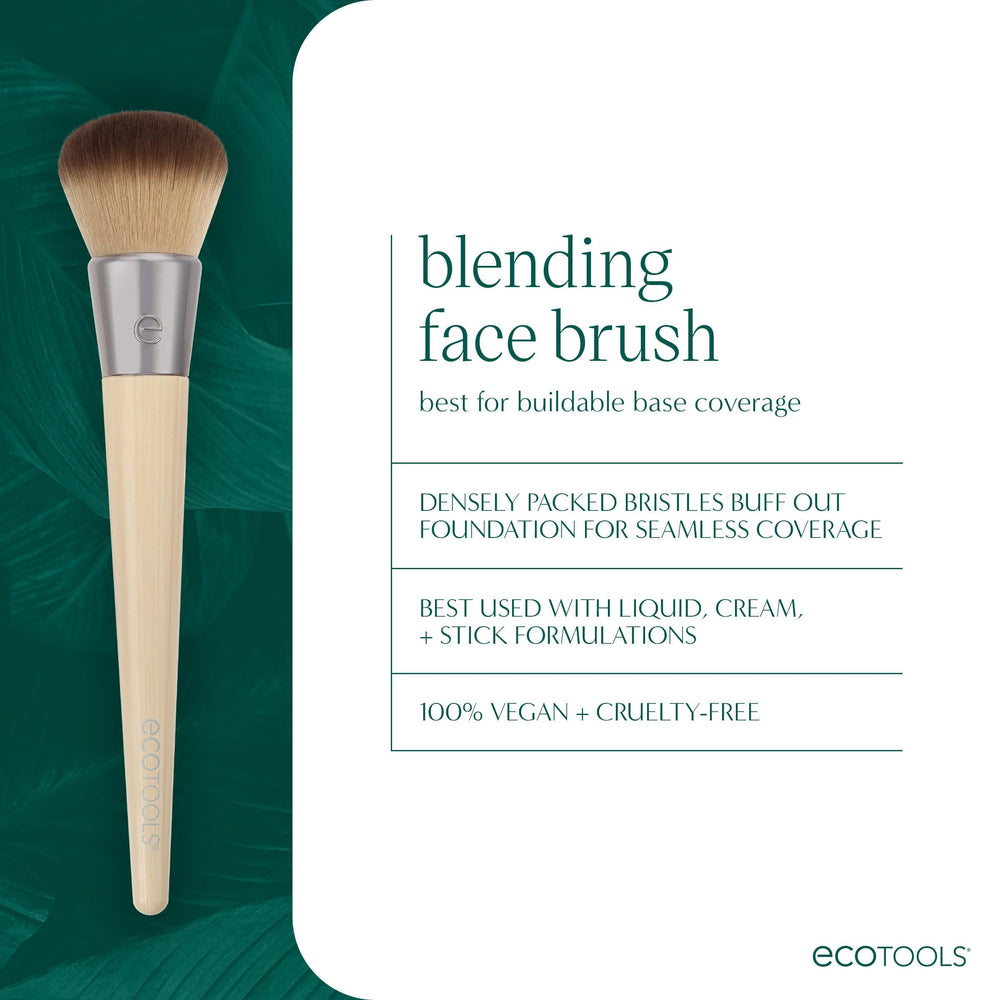 EcoTools Blending Face Brush liquid foundation application for buildable coverage
