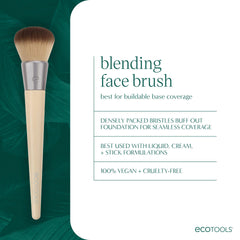 EcoTools Blending Face Brush liquid foundation application for buildable coverage