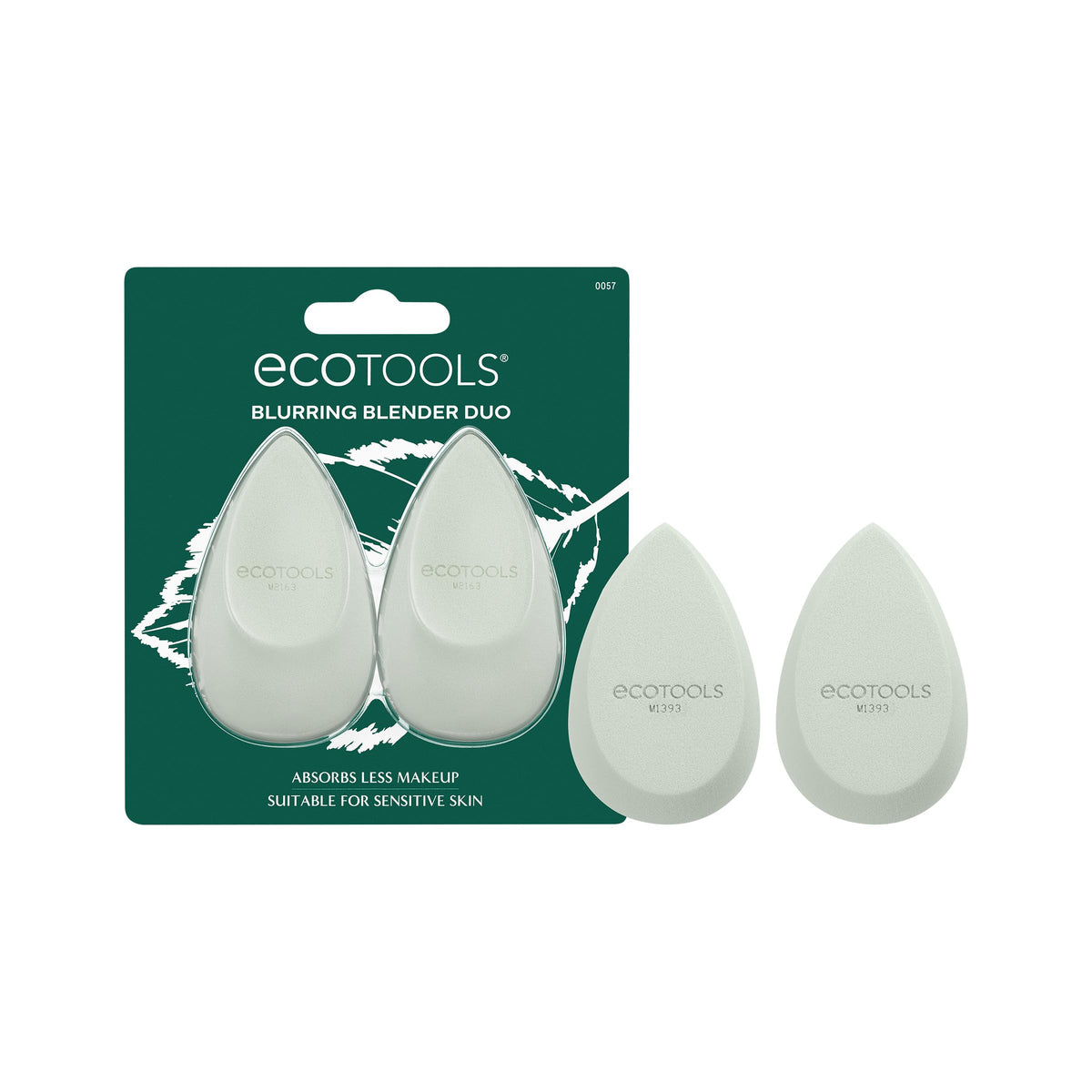 EcoTools Blurring Blender sponge duo packaging highlights eco-friendly materials and cruelty-free design.