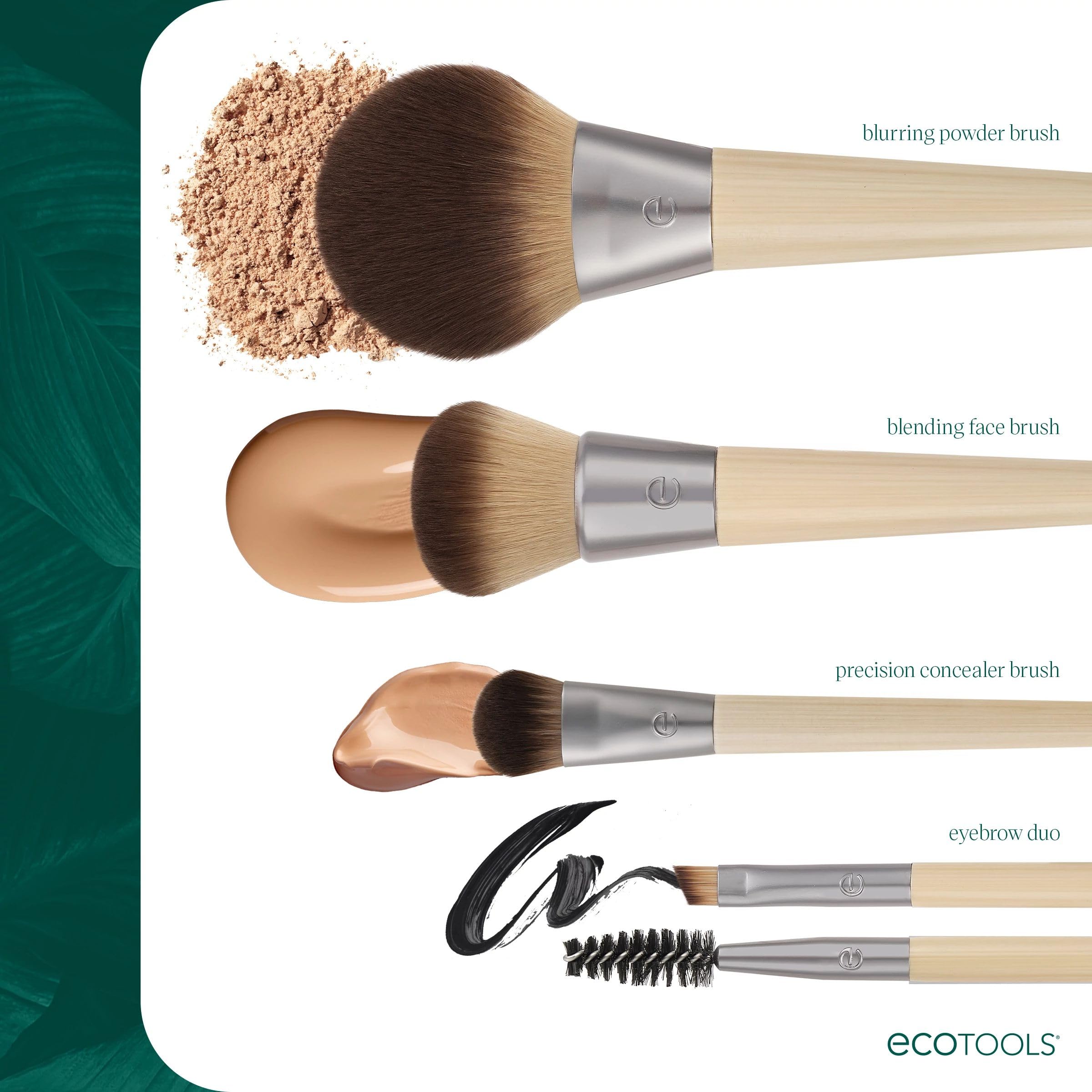 EcoTools brush with soft synthetic bristles for smooth makeup pickup