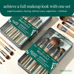 EcoTools concealer brush applying precise coverage for under eyes.