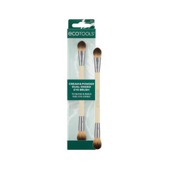 EcoTools Cream & Powder dual-ended eye brush flat end applies cream shadow smoothly.