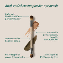 EcoTools Cream & Powder dual-ended eye brush fluffy end blends powder shadow for seamless transitions.