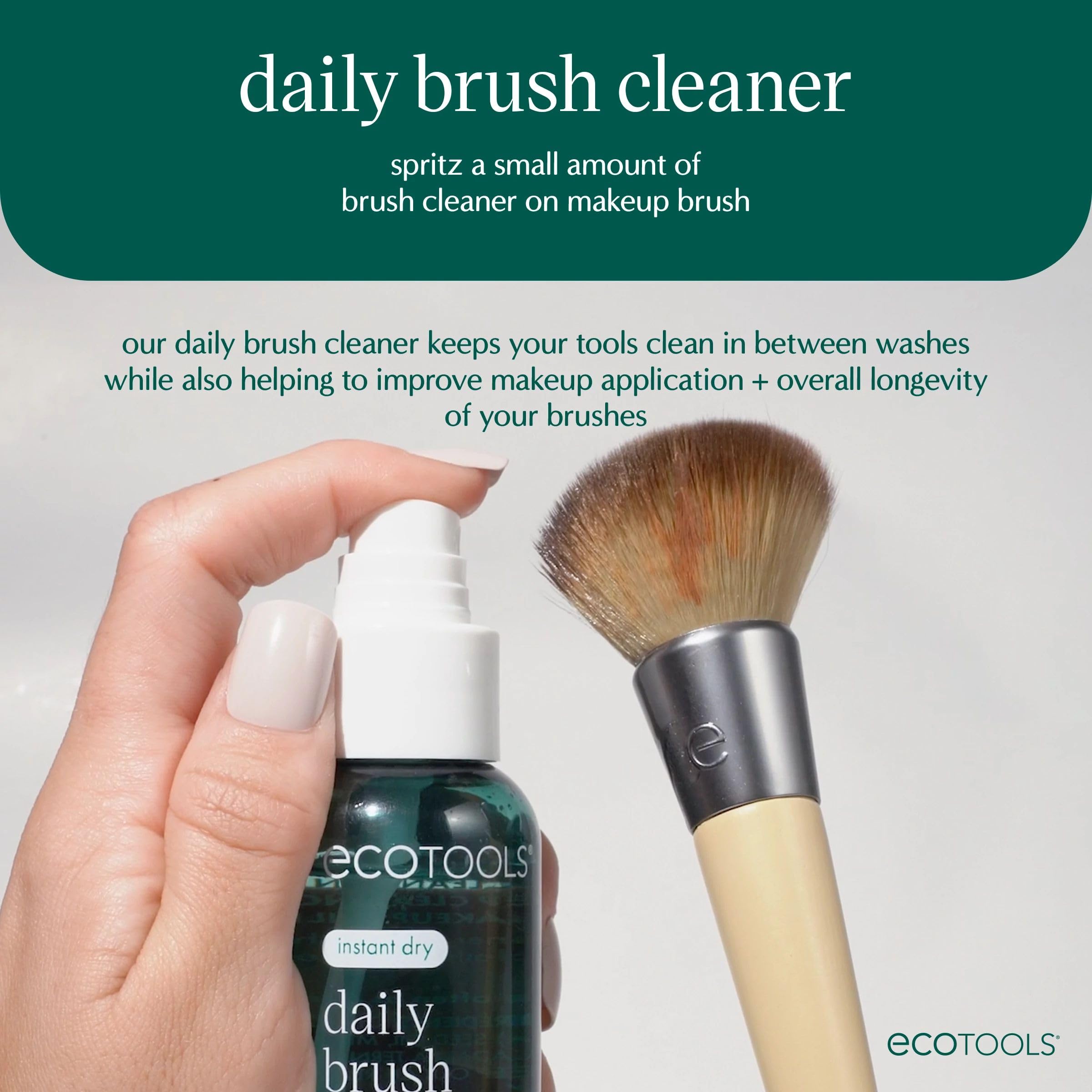 EcoTools Daily Brush Cleaner fragrance-free label highlighting skin-safe formula