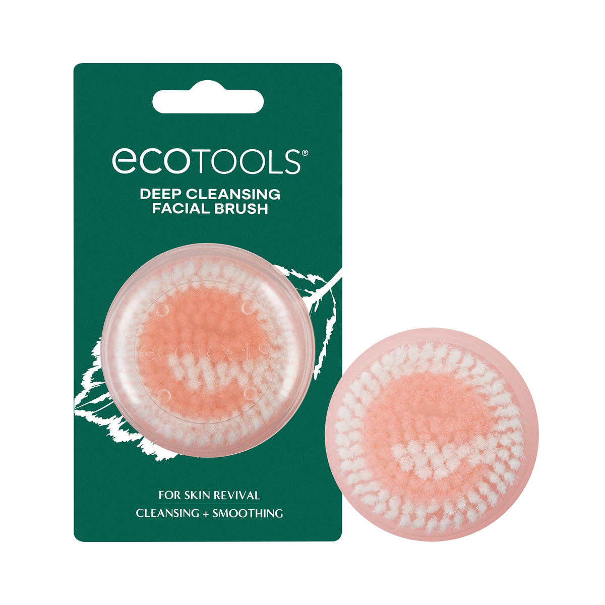 EcoTools Deep Cleansing Facial Brush handle close-up for gentle cleansing.